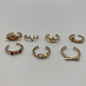 7-Piece Gold-Tone Adjustable Toe Ring Set - Boho Beach Style